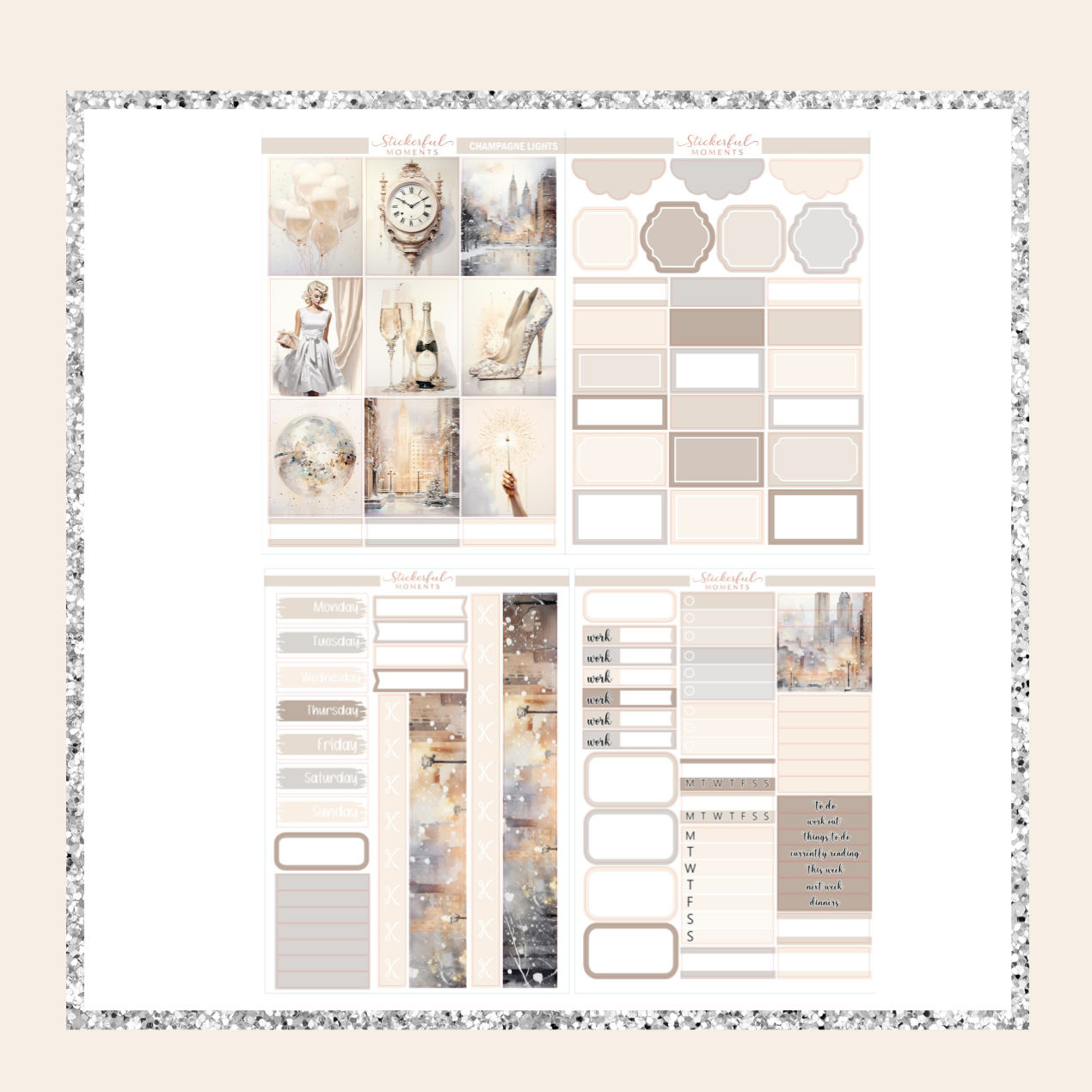 Champagne lights Printable weekly kit